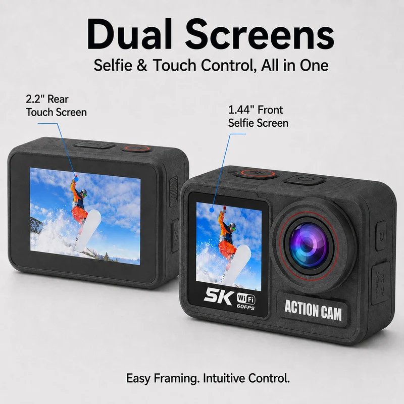 ZLOS 5K 60FPS Dual-Screen Action Camera with Wi-Fi
