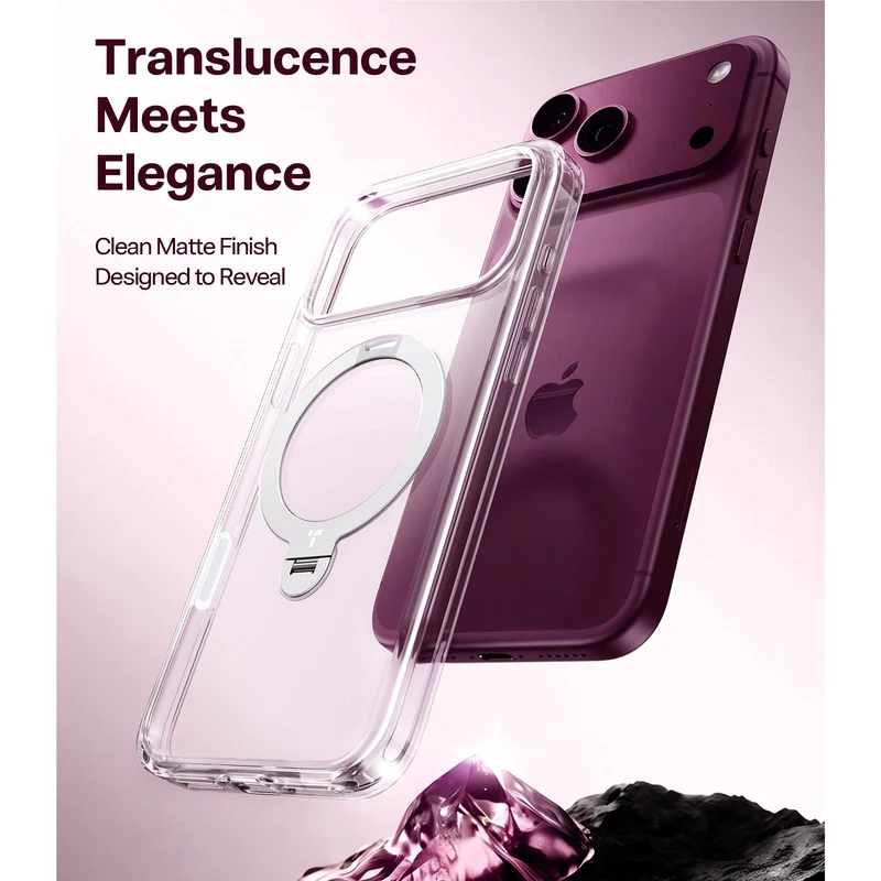 Torras Ostand Q3 Spin Case for iPhone 18 Pro (Clear)