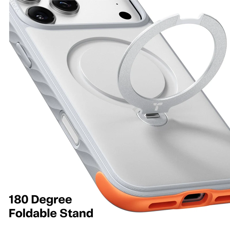 Torras Ostand Q3 Rugged Case for iPhone 18 Pro (Sunrise White)