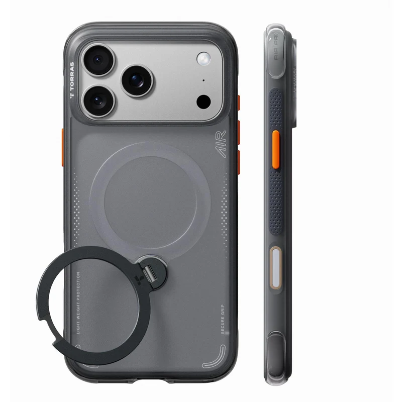Torras Ostand Q3 Air Case for iPhone 18 Pro (Black)