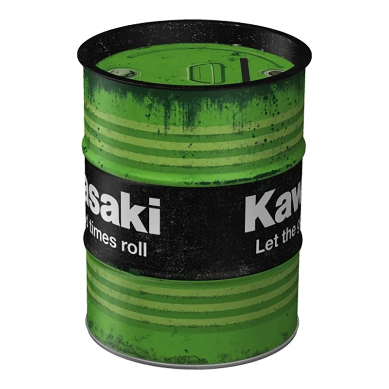 Nostalgic-Art Money Box Oil Barrel Kawasaki Let The 9.3x9.3x11.5cm