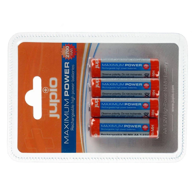 Jupio 4-Pieces Rechargeable AA 1.2V High-Power Batteries 2700mAh
