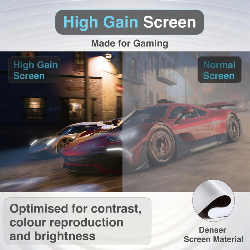 Laser 3pc Precision Outdoor Gaming Projector Soundbar Screen Bundle HD Bluetooth