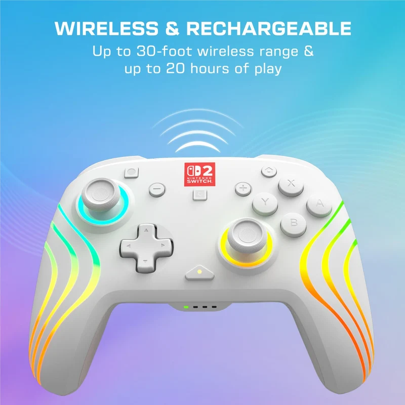 Turtle Beach Afterglow Wave Wireless RGB Gaming Controller for Nintendo Switch 2 (White)