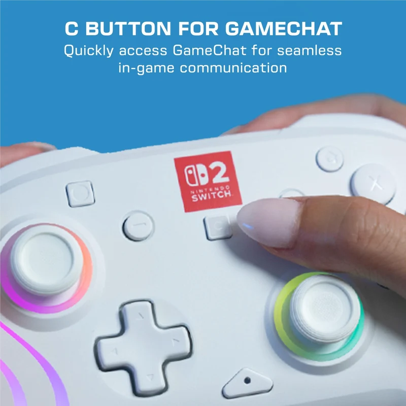 Turtle Beach Afterglow Wave Wireless RGB Gaming Controller for Nintendo Switch 2 (White)