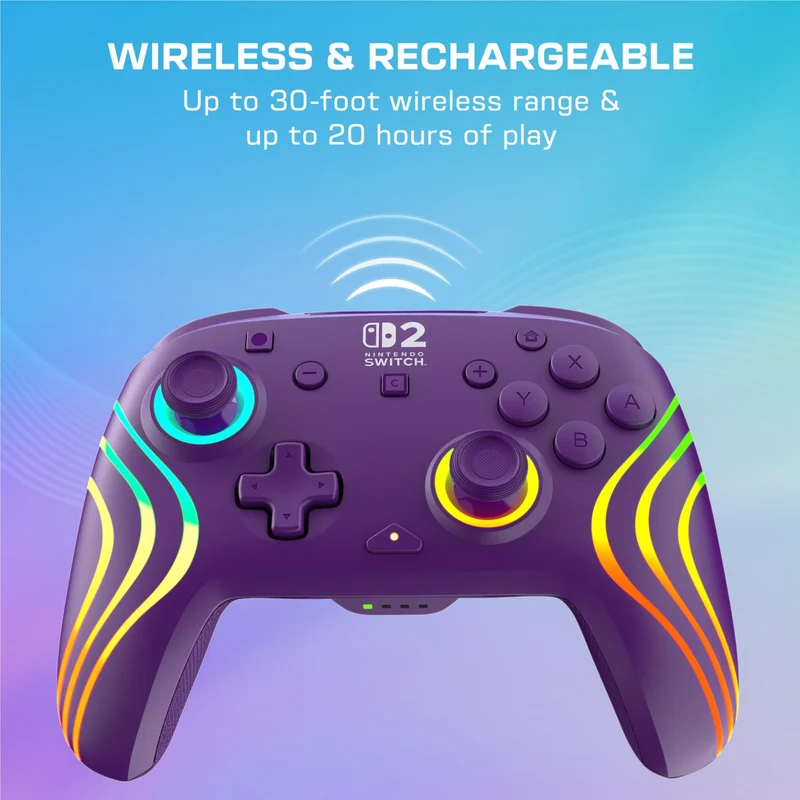 Turtle Beach Afterglow Wave Wireless RGB Gaming Controller for Nintendo Switch 2 (Purple)