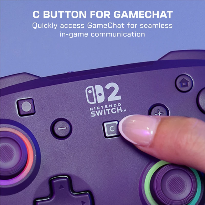 Turtle Beach Afterglow Wave Wireless RGB Gaming Controller for Nintendo Switch 2 (Purple)