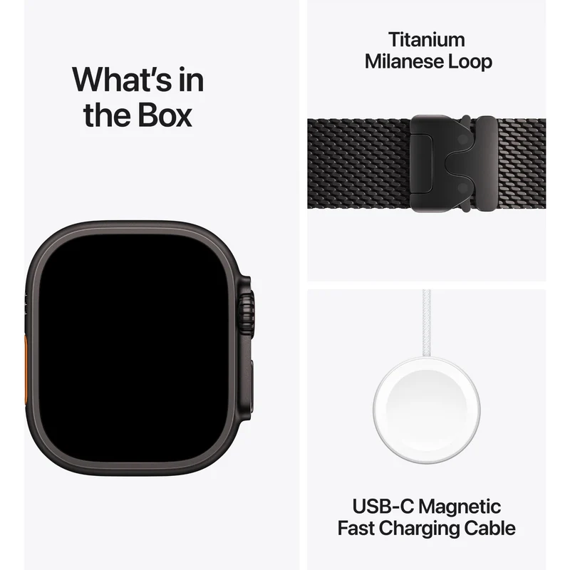 Apple Watch Ultra 4 49mm Black Titanium Case GPS + Cellular Black Titanium Milanese Loop (L)