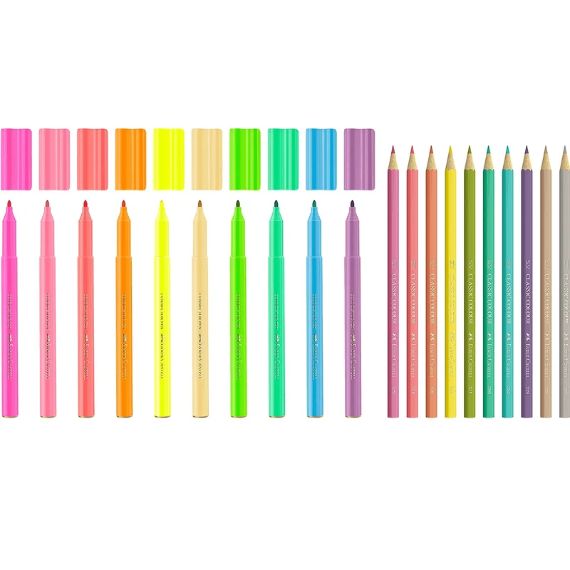 Faber-Castell Pastel Neon Markers Pencils Inspiration Set Box 20pc