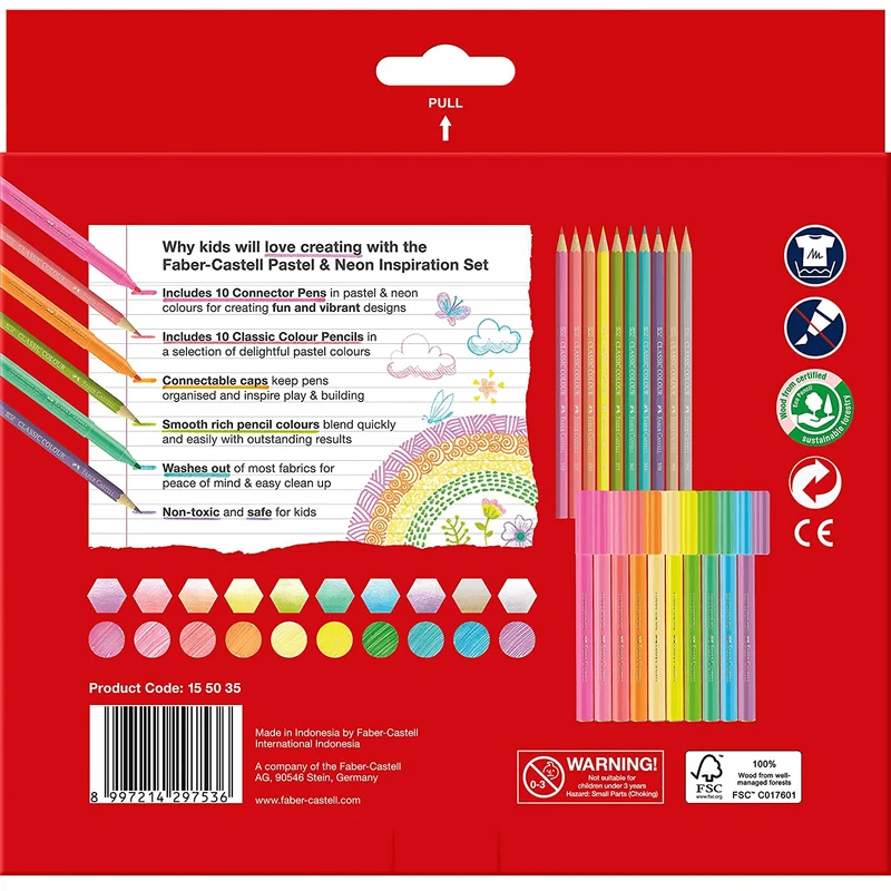 Faber-Castell Pastel Neon Markers Pencils Inspiration Set Box 20pc
