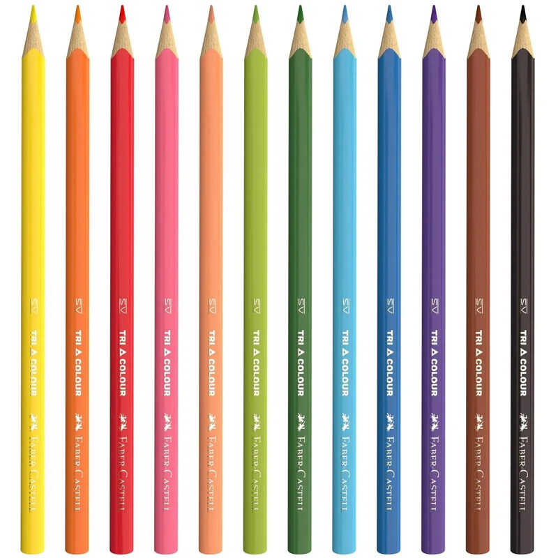 Faber-Castell Tri-Grip Triangular Coloured Pencils Assorted Pack 12