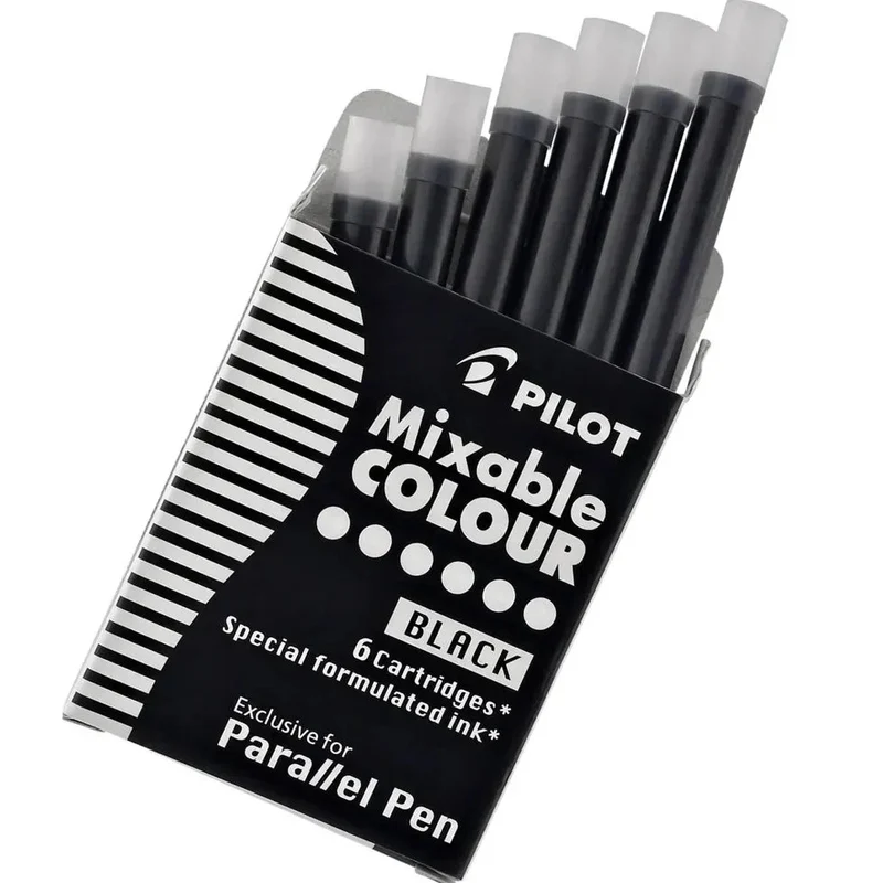 Pilot Parallel Pen Ink Cartridge Black Pack 6