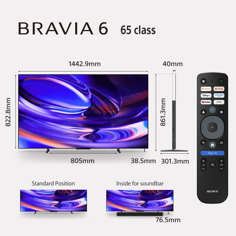 Sony 65" BRAVIA 6 OLED 4K HDR Google TV with Gemini [2026]