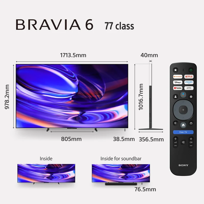 Sony 77" BRAVIA 6 OLED 4K HDR Google TV with Gemini [2026]