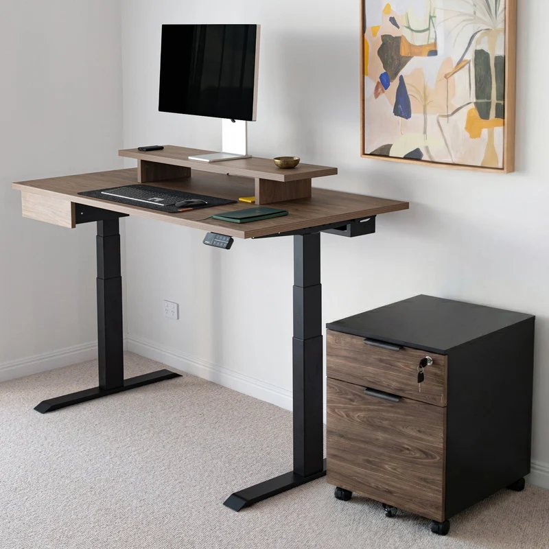 Desky Minimal Filing Cabinet - White / Bamboo