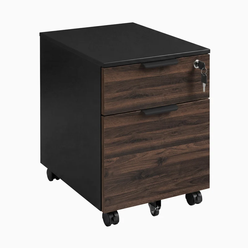 Desky Minimal Filing Cabinet - White / Sublime Teak Melamine
