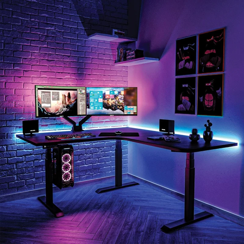 Desky Sigma L-Shape Gaming Desk Right Return 200 cm Wheat Frame