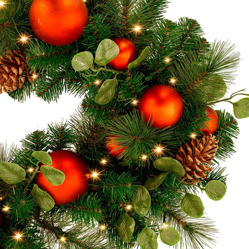 Christabelle 2.74m Sable Fir Christmas Garland Pre Lit Multi Function LED Timer Mantel Staircase Xmas Decoration Home