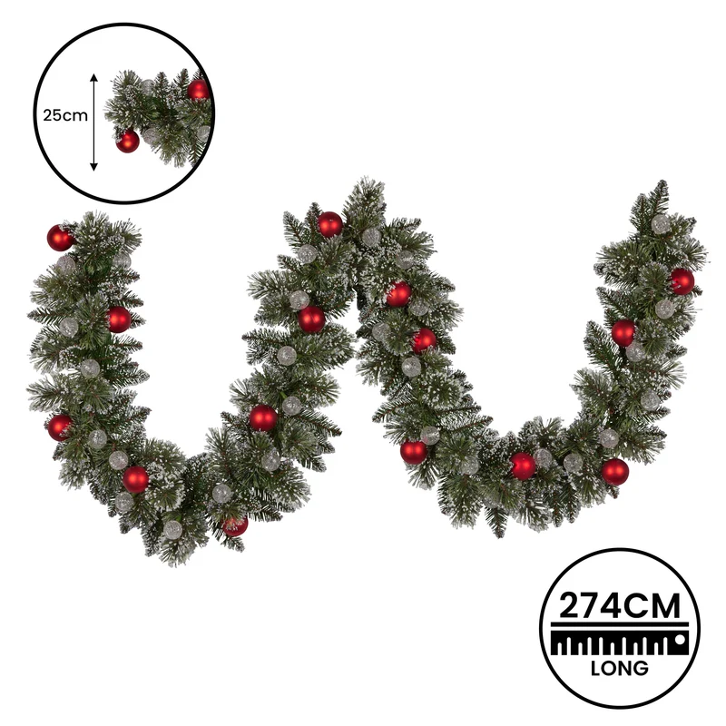 Christabelle 2.74m LED Snowy Christmas Garland
