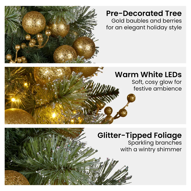 Christabelle 61cm Battery-Operated Christmas Tree Warm Lights LED Table Top Gold