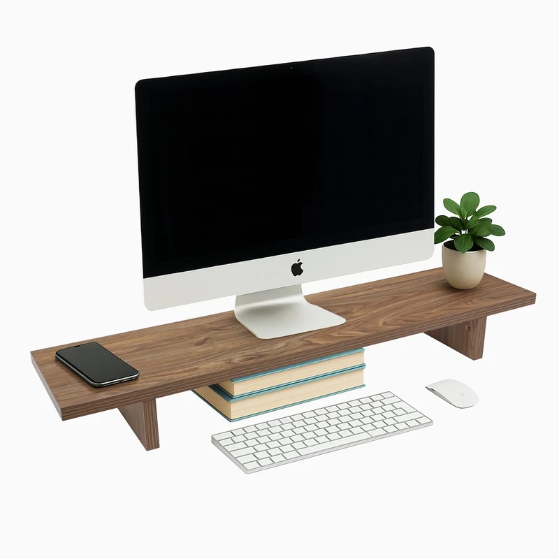 Desky Minimal Monitor Stand - Classic Oak Melamine