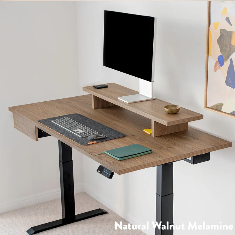 Desky Minimal Monitor Stand - Black Melamine