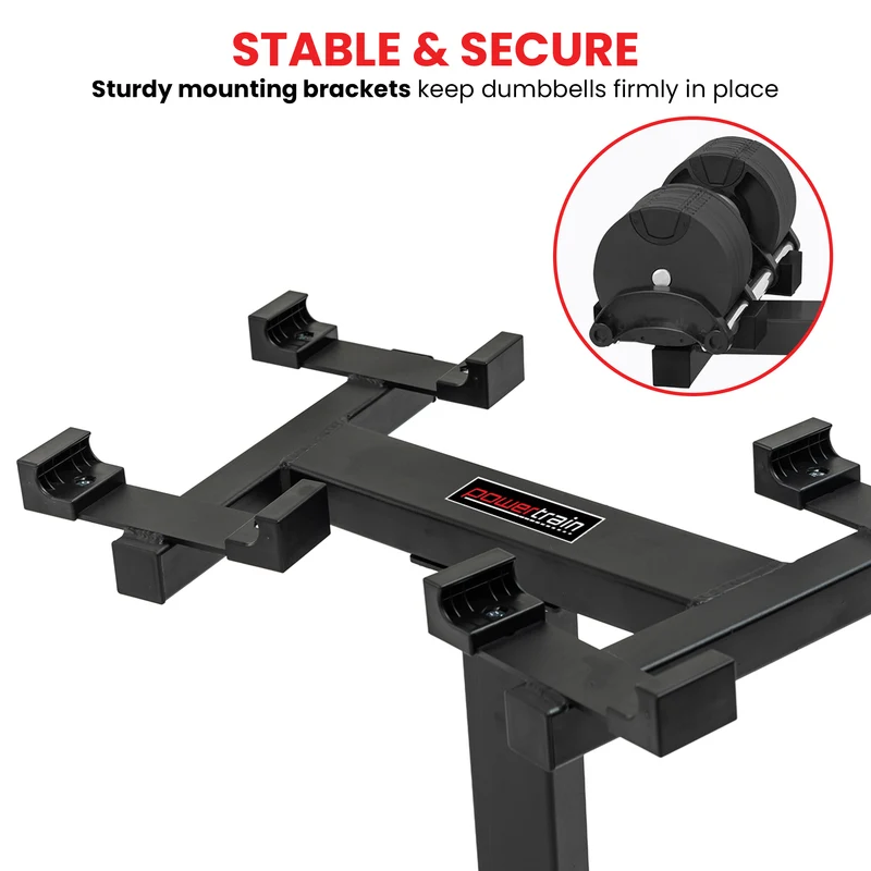 Powertrain 150kg Heavy Duty Adjustable Dumbbell Stand Weight Rack Holder for Eon 36kg Dumbbells Home Gym Storage