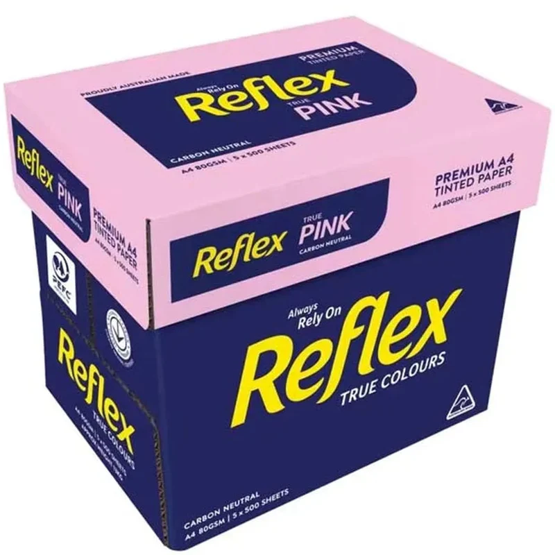 Reflex Pink 80gsm A4 Copy Paper 5 Reams 2,500 Sheets Box
