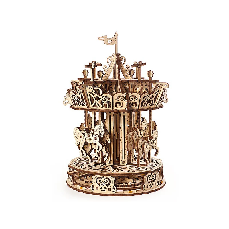 UGears 70129 Carousel Wooden Mechanical 3D Puzzle DIY Kit