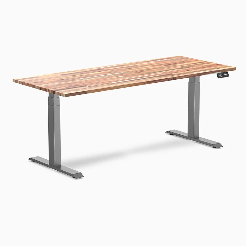 Desky Dual Hardwood Sit Stand Desk 180cm Acacia Desktop and Space Grey Frame