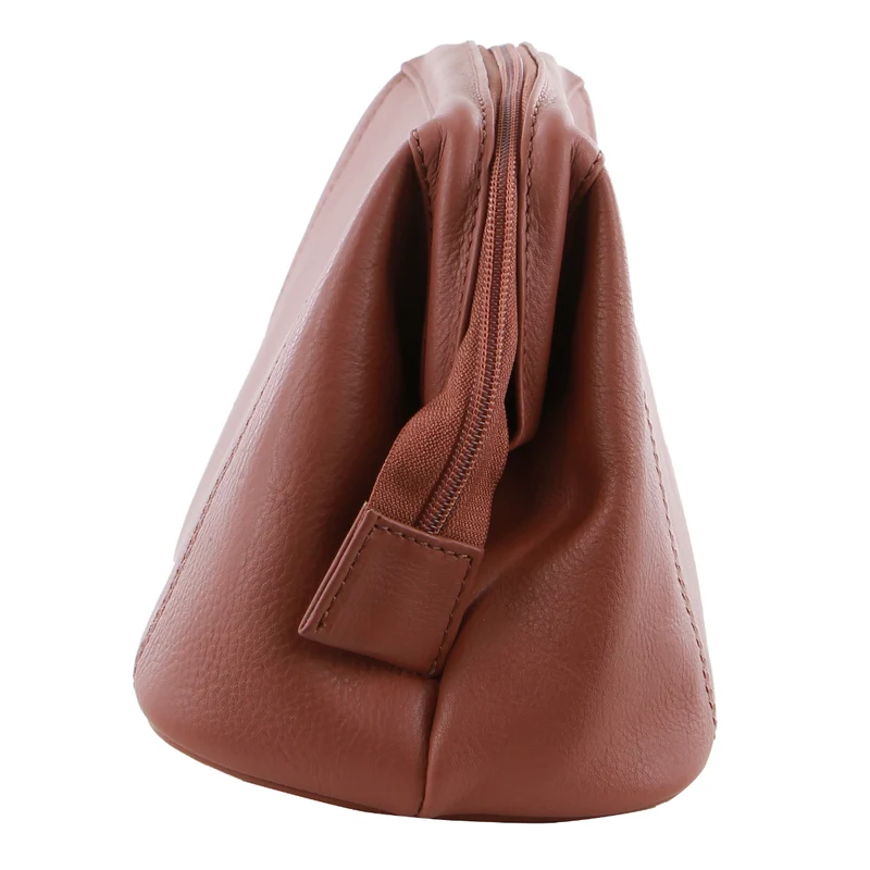Pierre Cardin Rustic Leather Toiletry/Travel/Cosmetic Utility Bag Rose
