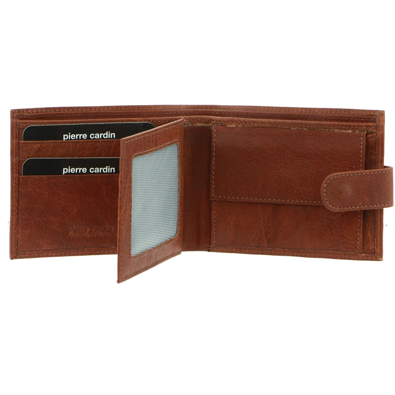Pierre Cardin Men's Rustic Leather Bi-Fold Cash/Card Wallet Chesnut