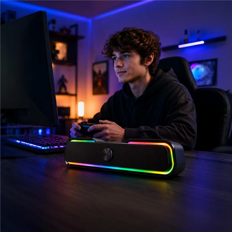 Gtek 2 Channel RGB Soundbar - Black