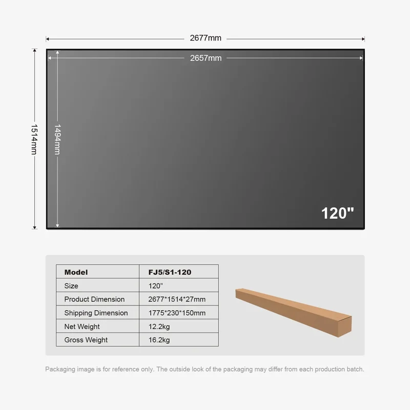 Winways UST Throw 120'' ALR Fixed Frame Lenticular Screen