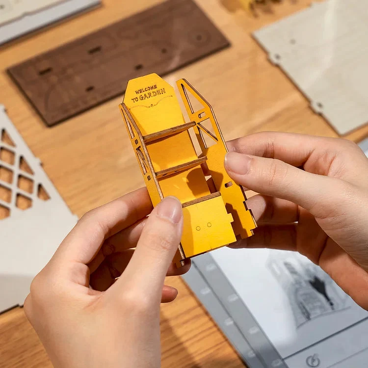 Robotime DIY 3D Bookends Garden House