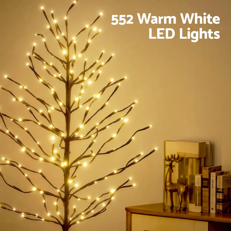 Jingle Jollys 3 Pack LED Christmas Tree Lighted Birch Tree Indoor Outdoor Xmas Decor Warm White