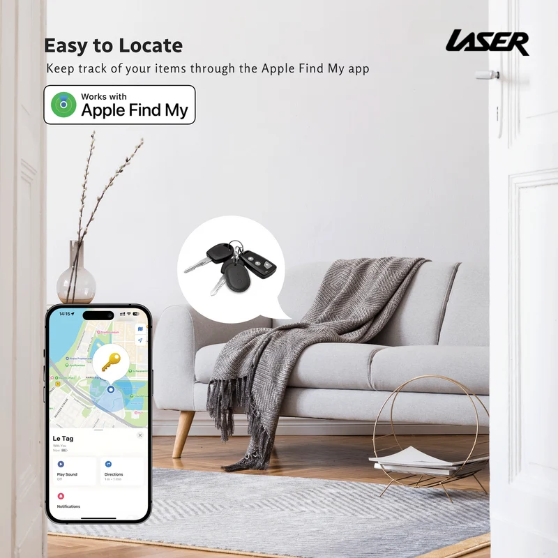 Laser Smart Tag – Compatible with Apple Find My (Black)