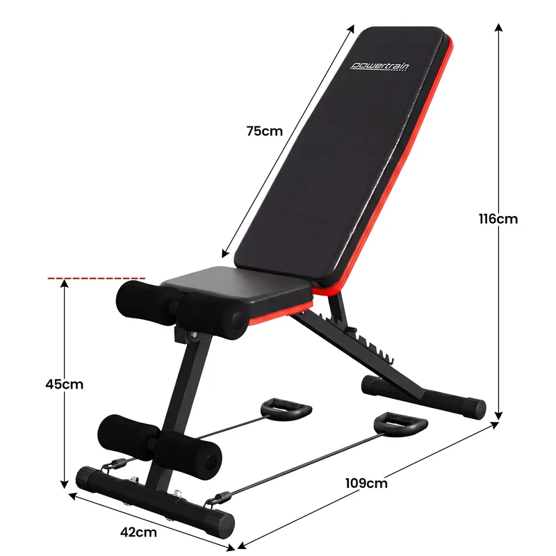 Powertrain Adjustable Weight Bench with Incline Decline and 7 Backrest Positions