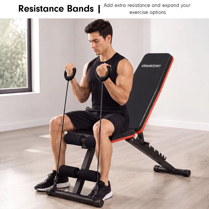Powertrain Adjustable Weight Bench with Incline Decline and 7 Backrest Positions