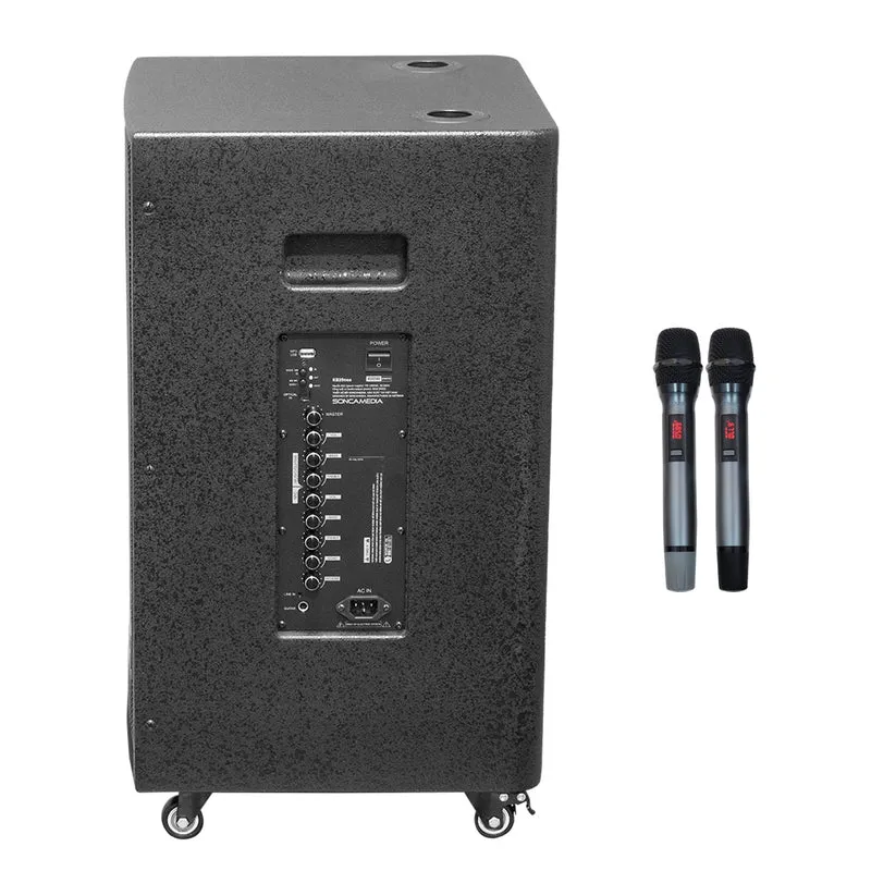 Soncamedia Kbeatbox KB-39NEO – 15" Big Box Karaoke Speaker System | 80W RMS | Wireless Mics