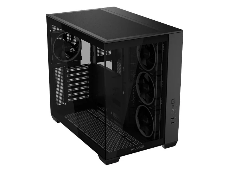 ASUS A32 PLUS TG ARGB Dual Chamber Panoramic Tempered Glass ATX Mid Tower Case - Black