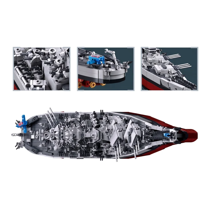 Sluban B1291 Model Kit 1:350 USS Missouri BB63 Mighty Mo Battleship Warship WWII Navy Vessel Boat Military Blocks DIY Set Toy