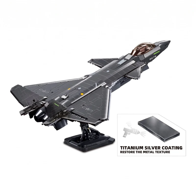 Sluban B1187 Model Kit 1:44 J20 Mighty Dragon Chinese Stealth Fighter Jet Plane Modern PLAAF Military Building Blocks DIY Set Toy