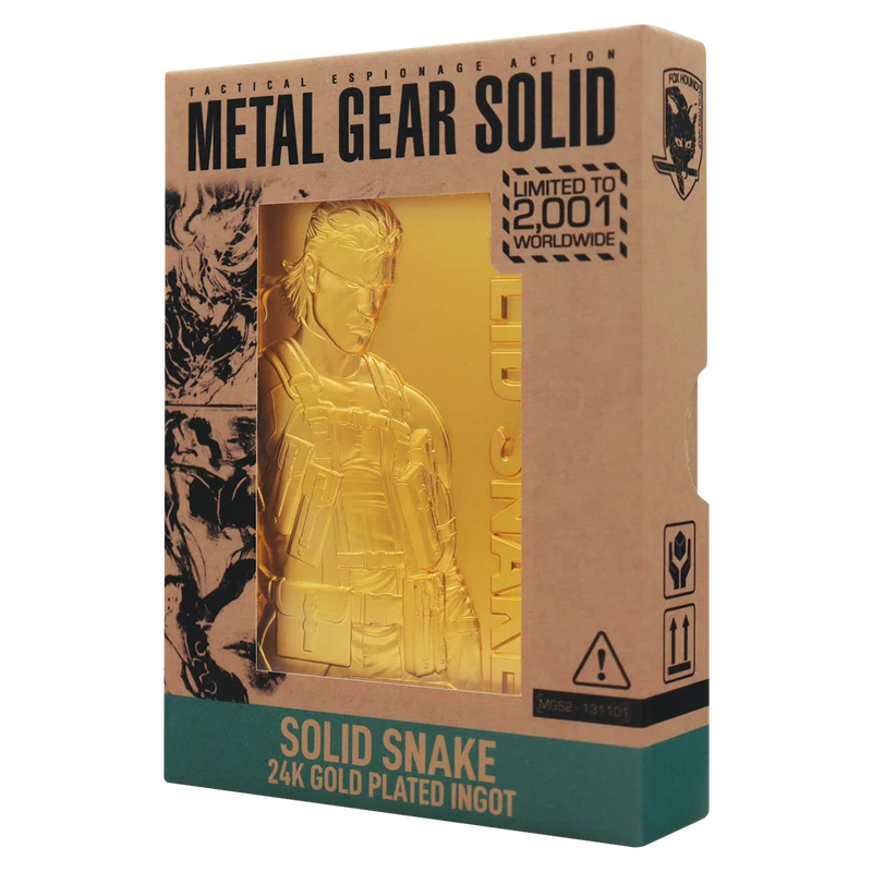 Fanattik Limited Edition Metal Gear Solid 2 24k Gold Plated Snake Ingot