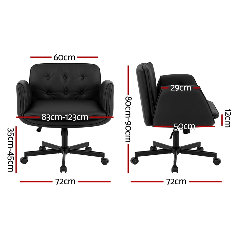 Artiss Criss Cross Legged Office Chair PU with Wheels & Adjustable Armrests Black