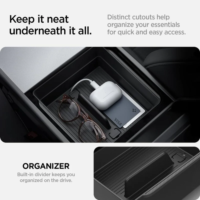 SPIGEN Tesla Model Y Juniper (2025-2026) Y L TO224H Armrest Console Tray (Carbon Edition)