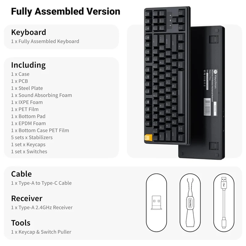 Keychron J4 QMK Wireless Mechanical Keyboard RGB Super Switch Hot-Swappable Banana Switch (Black)