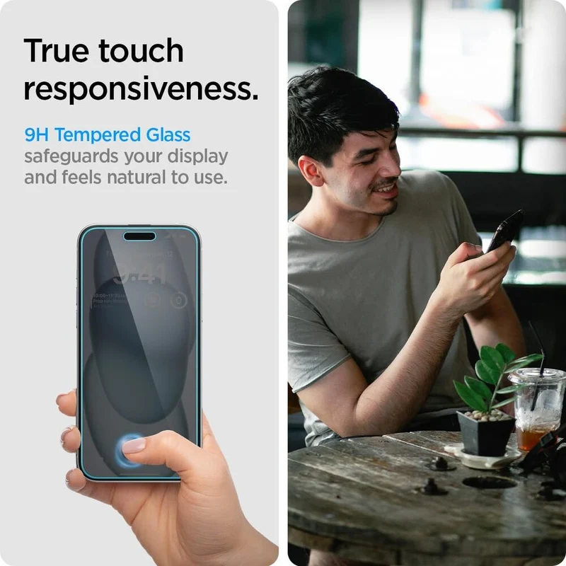 SPIGEN EZ Fit Privacy 2PCS Glass Screen Protector for iPhone 16/15 (Black)