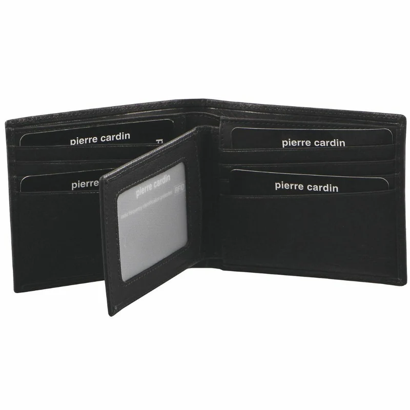 Pierre Cardin Men's Rustic Leather Bi-Fold RFID Protected Wallet 11cm Black