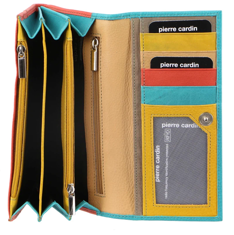 Pierre Cardin Women's Multi Colour Leather Tri-Fold Wallet 14cm Turquoise